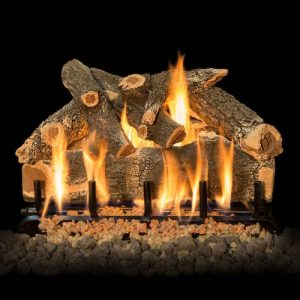 Fireplace with weather oak logs