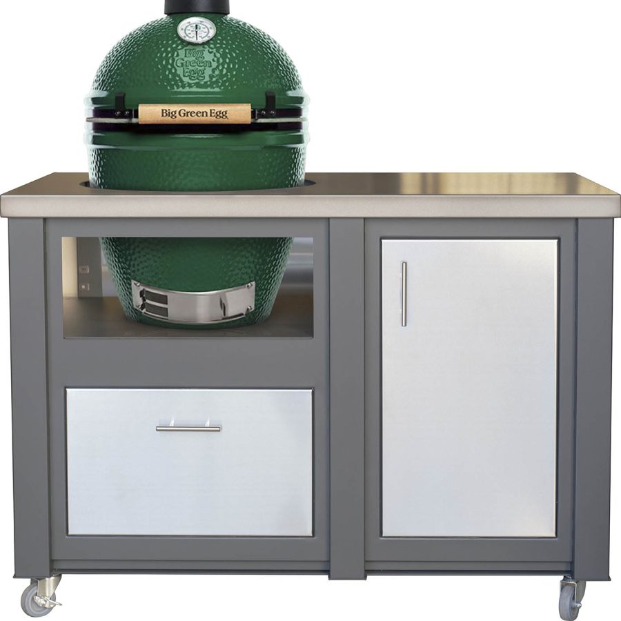 Grill cart with green gas tank