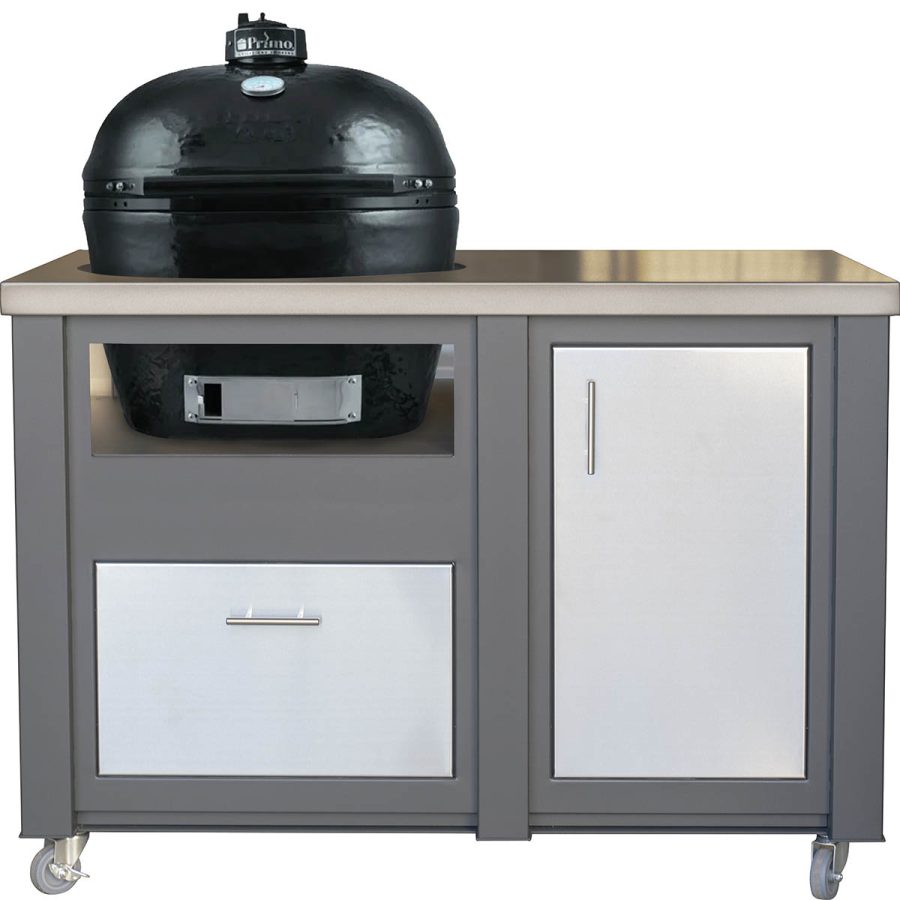 Grill cart with black gas tank