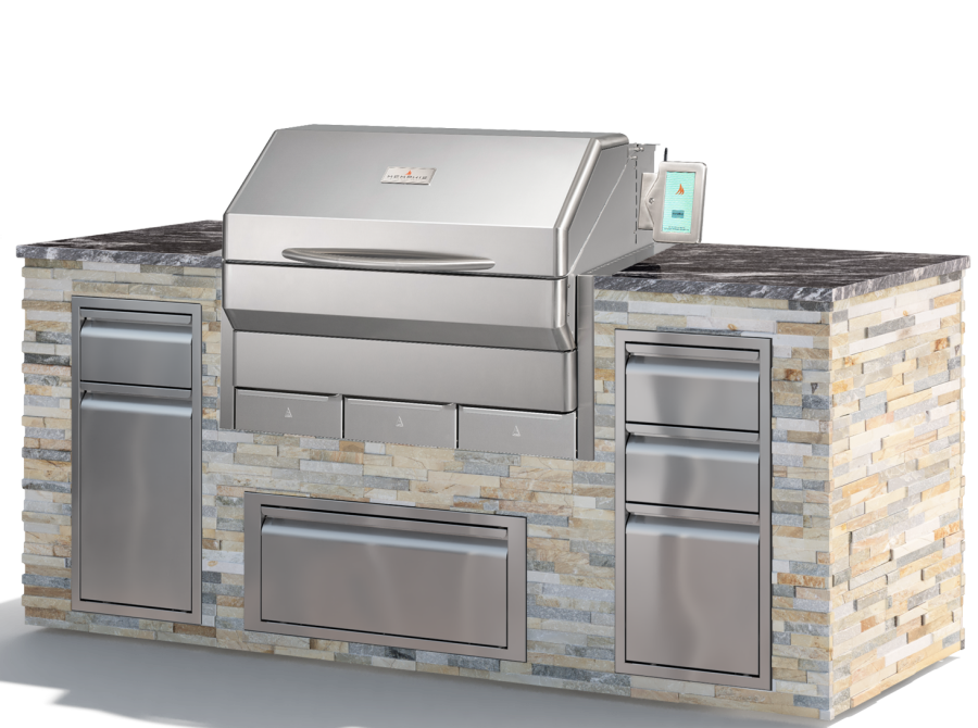 Outdoor built in grill on counter silhouette