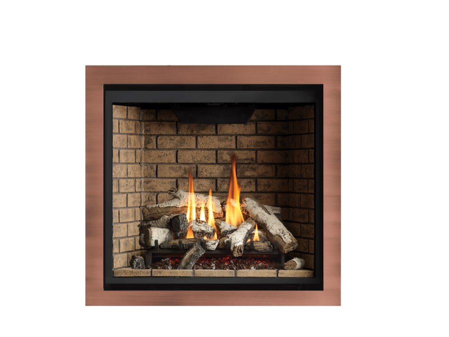 Brown and copper fireplace insert