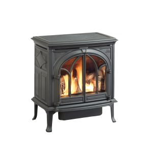 Gas stove with a fire going