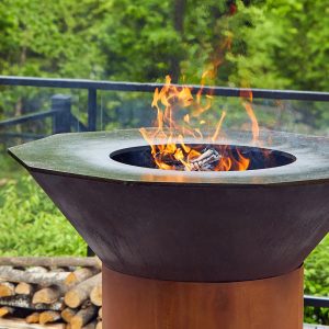 Outdoor grill fireplace with wood buring