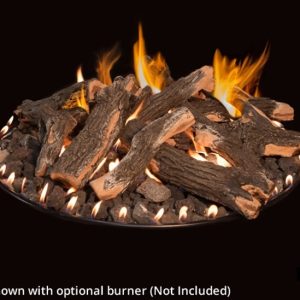 Wood gas log set in a firepit