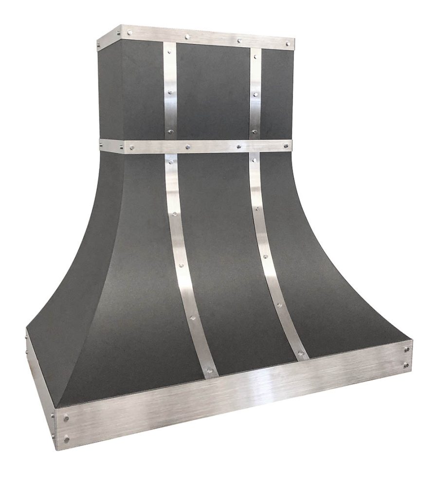 Black and silver range hood