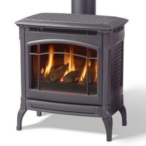 Black gas stove silhouette with fire going