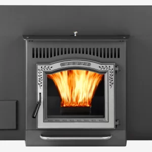 Black pellet fireplace insert silhouette