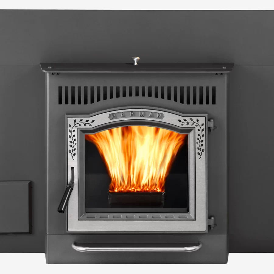 Black pellet fireplace insert silhouette