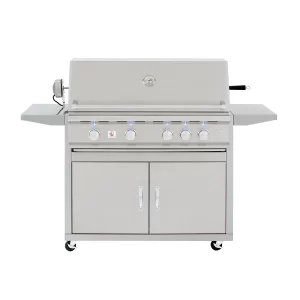 Front photo of a stainless steel grill silhouette